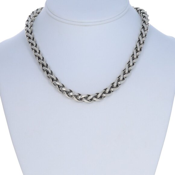 David Yurman 8mm Wheat Chain Necklace 17" - Sterling Silver 925 Yellow Gold 14k - Picture 2 of 5